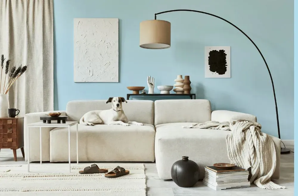 Benjamin Moore Light Blue cozy living room