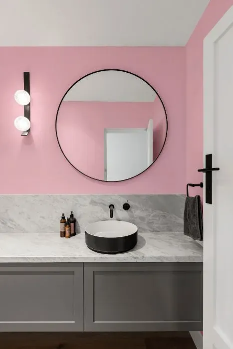 Benjamin Moore Light Chiffon Pink minimalist bathroom