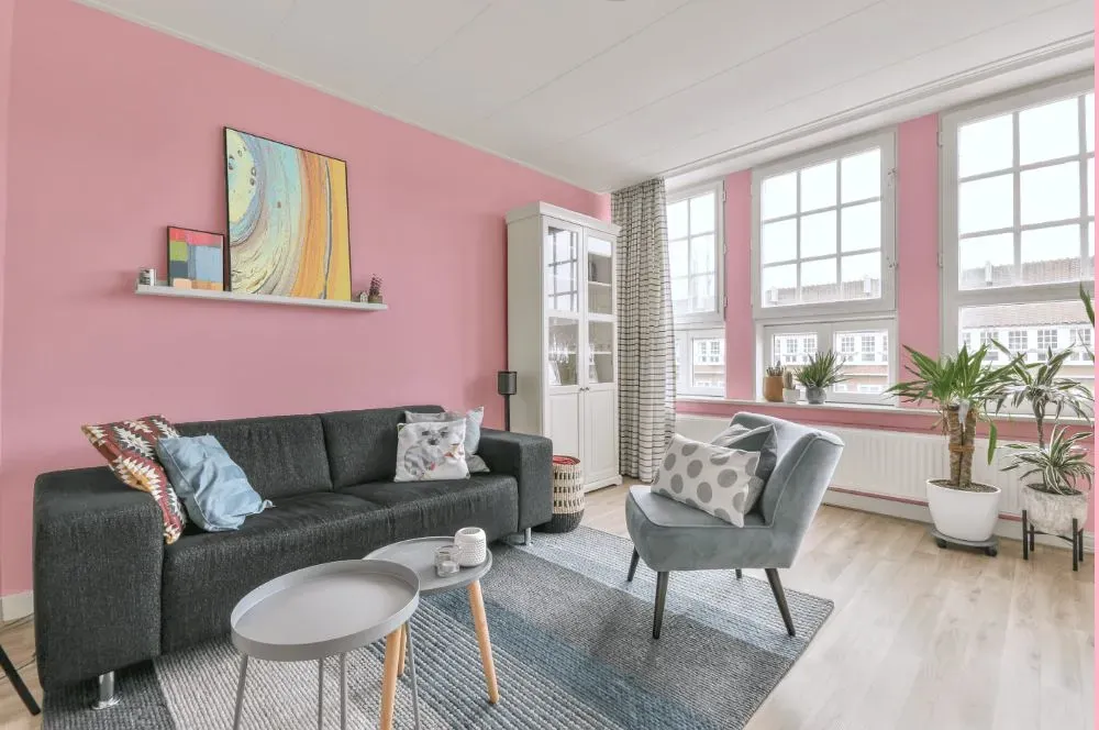 Benjamin Moore Light Chiffon Pink living room walls