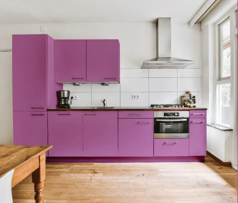 Benjamin Moore Lilac Pink kitchen cabinets
