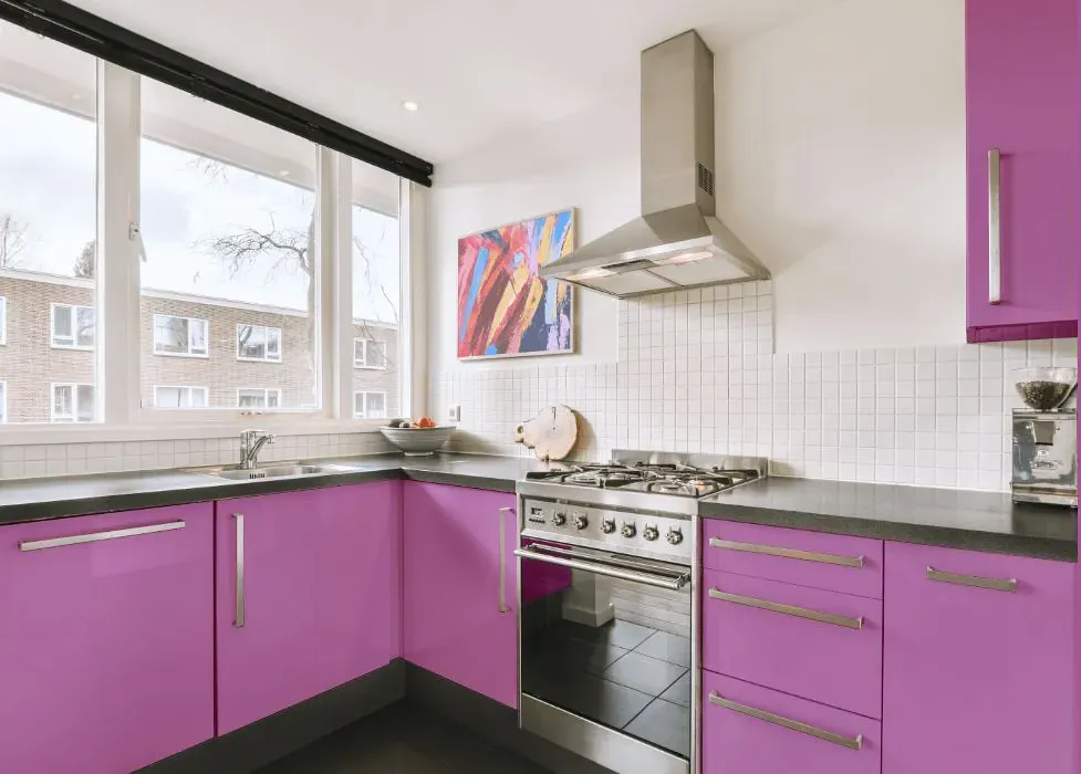 Benjamin Moore Lilac Pink kitchen cabinets