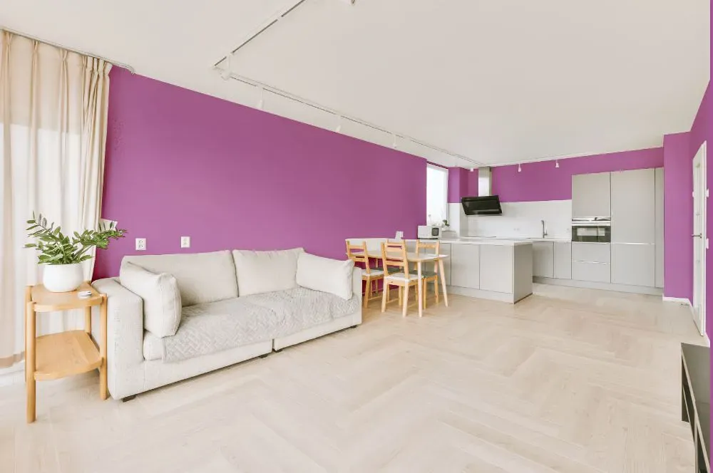 Benjamin Moore Lilac Pink living room interior