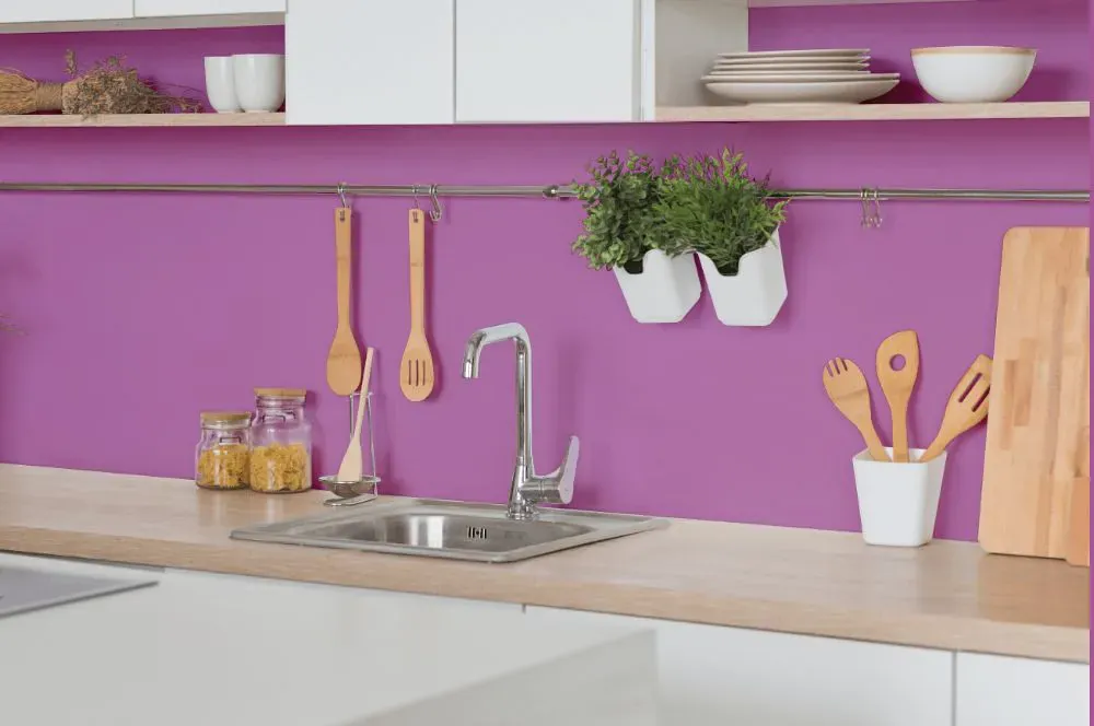 Benjamin Moore Lilac Pink kitchen backsplash