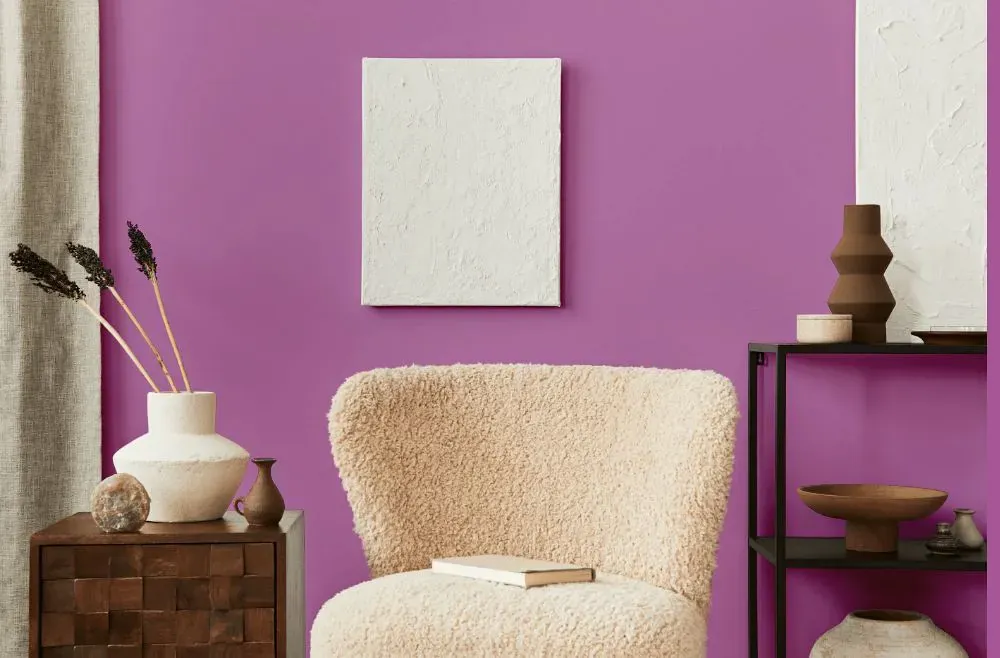 Benjamin Moore Lilac Pink living room interior