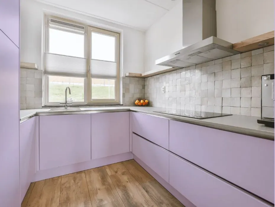 Benjamin Moore Lily Lavender small kitchen cabinets