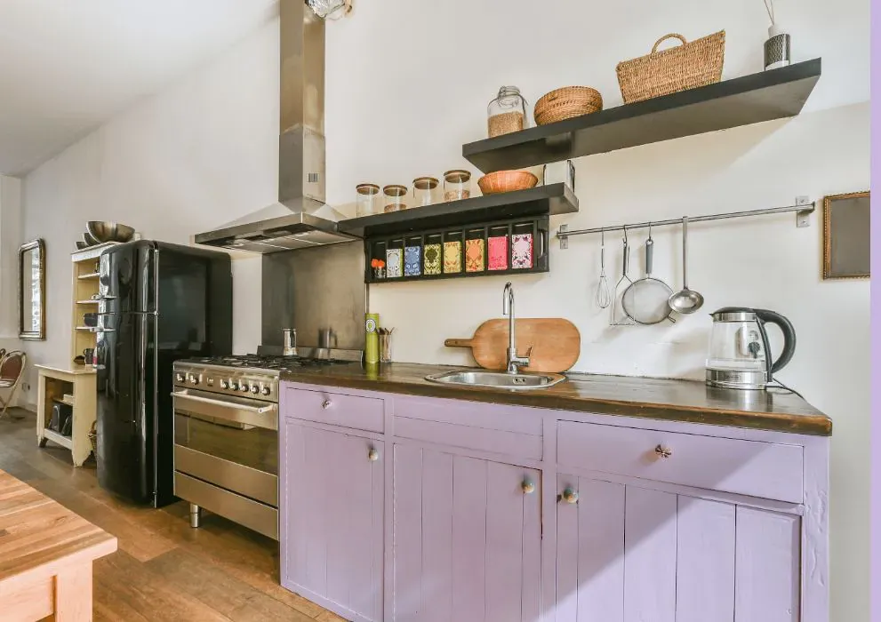 Benjamin Moore Lily Lavender kitchen cabinets