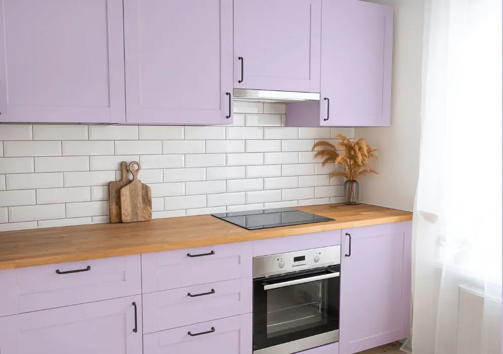 Benjamin Moore Lily Lavender kitchen cabinets