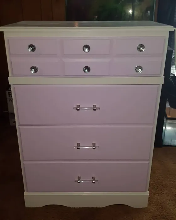 Benjamin Moore Lily Lavender painted dresser 