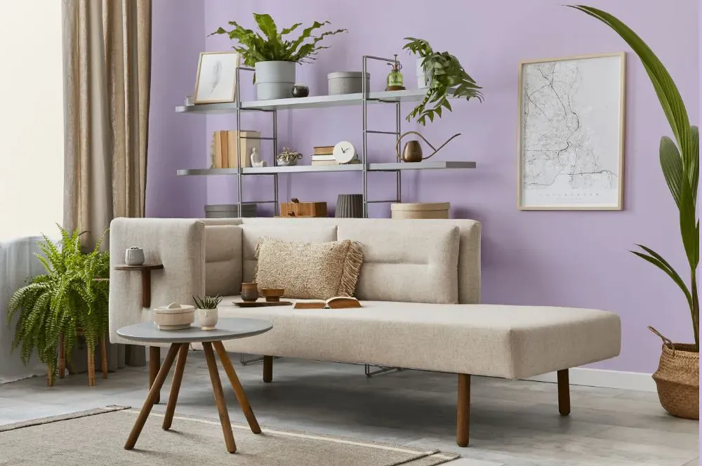 Benjamin Moore Lily Lavender living room