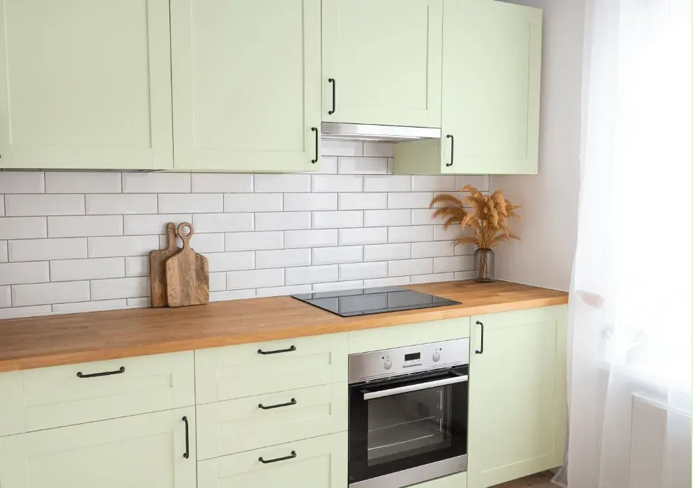 Benjamin Moore Lime Froth kitchen cabinets