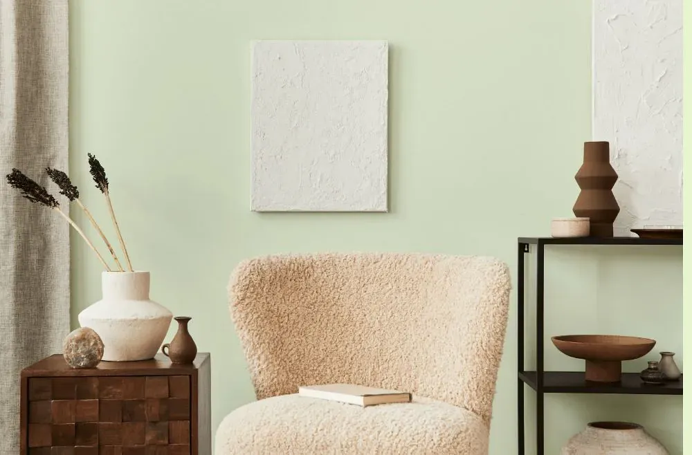 Benjamin Moore Lime Froth living room interior
