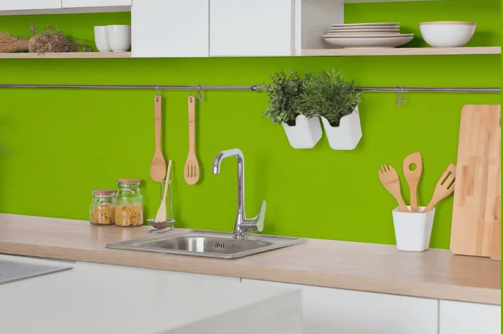 Benjamin Moore Lime Green kitchen backsplash