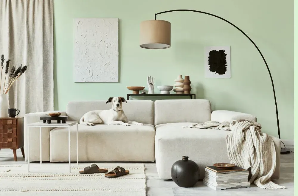 Benjamin Moore Lime Sorbet cozy living room