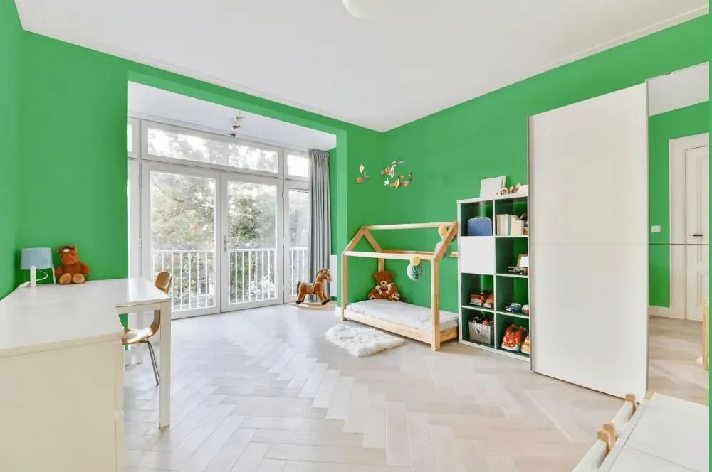 Benjamin Moore Lime Tart kidsroom interior, children's room