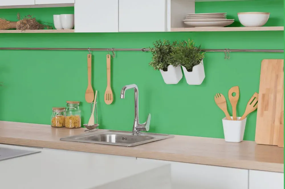 Benjamin Moore Lime Tart kitchen backsplash