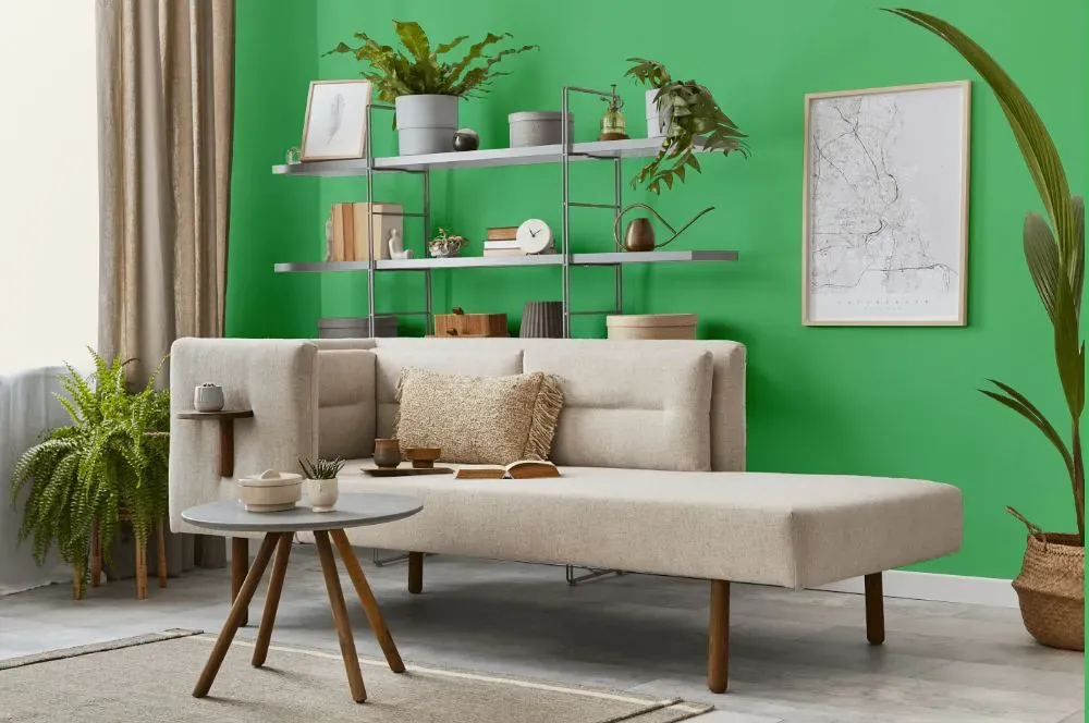 Benjamin Moore Lime Tart living room