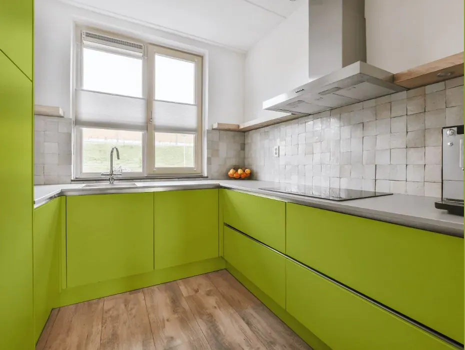 Benjamin Moore Limeade small kitchen cabinets