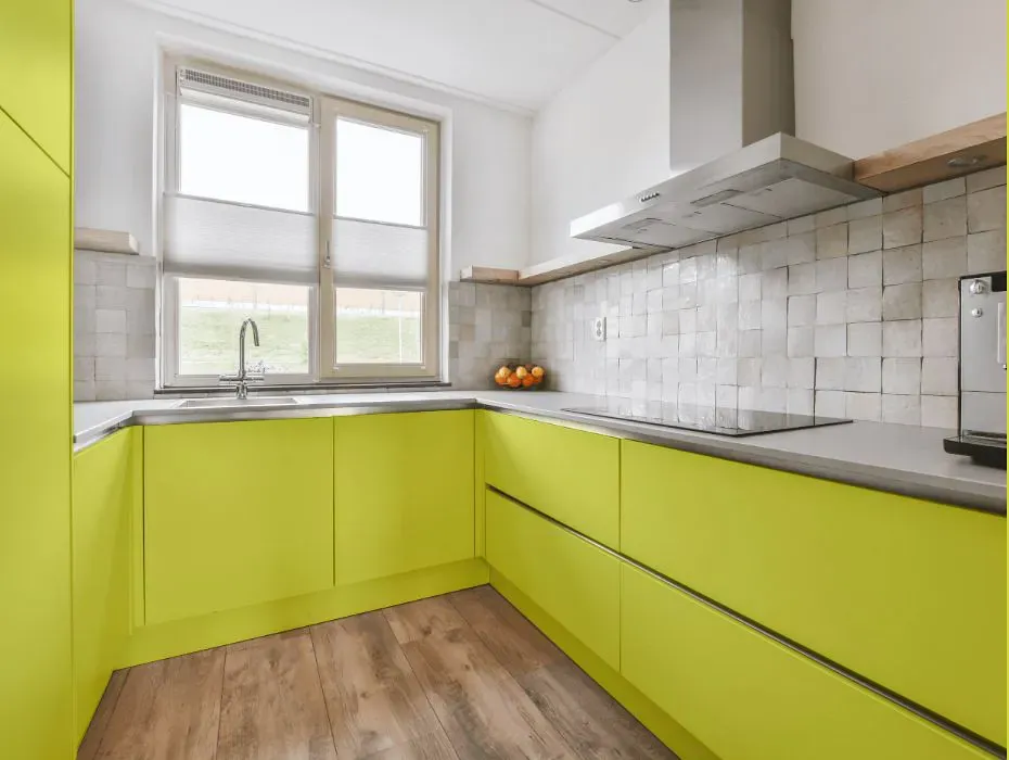 Benjamin Moore Limelight small kitchen cabinets