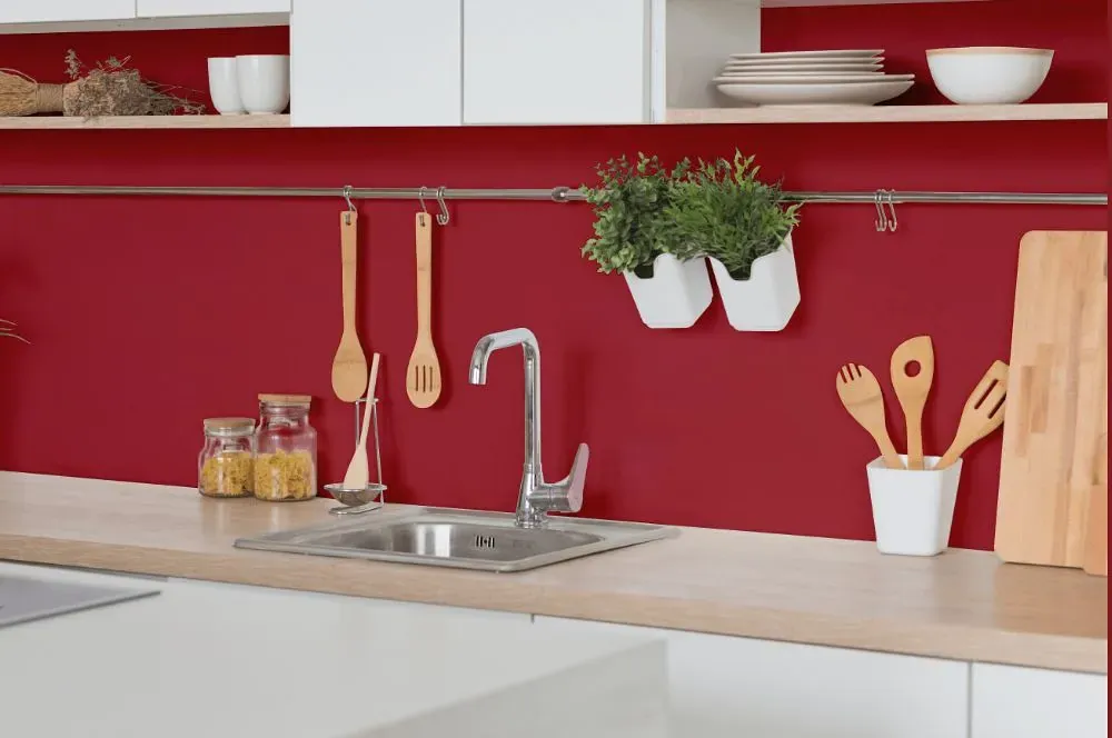 Benjamin Moore Lyons Red kitchen backsplash