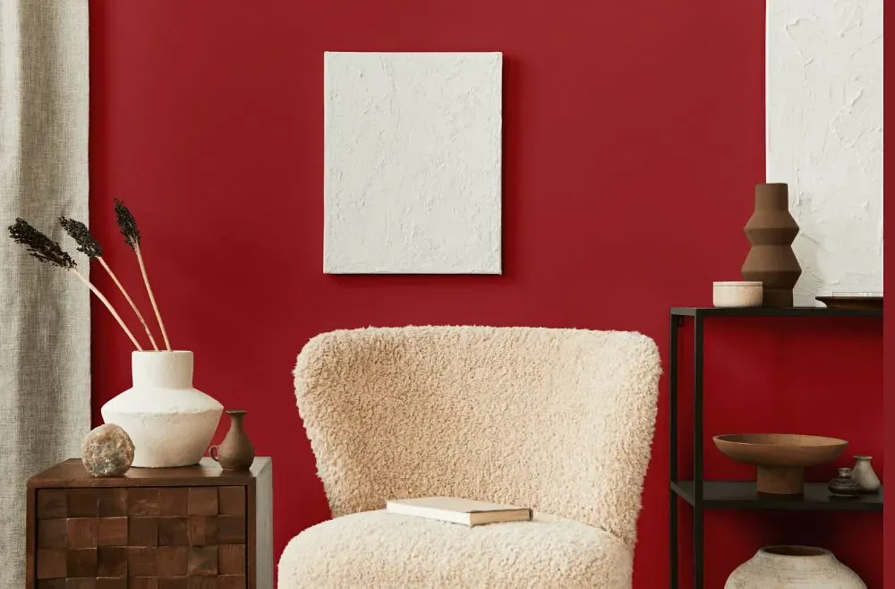 Benjamin Moore Lyons Red living room interior