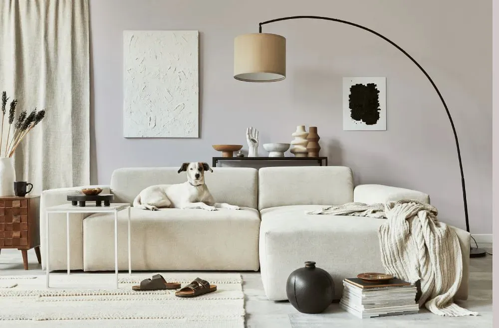 Benjamin Moore Majestic Mauve cozy living room