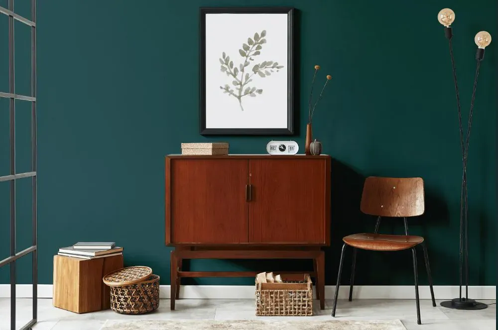 Benjamin Moore Mallard Green japandi interior