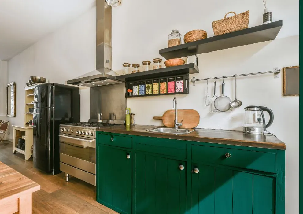 Benjamin Moore Manor Green kitchen cabinets