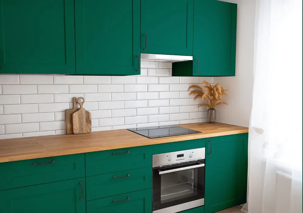 Benjamin Moore Manor Green kitchen cabinets