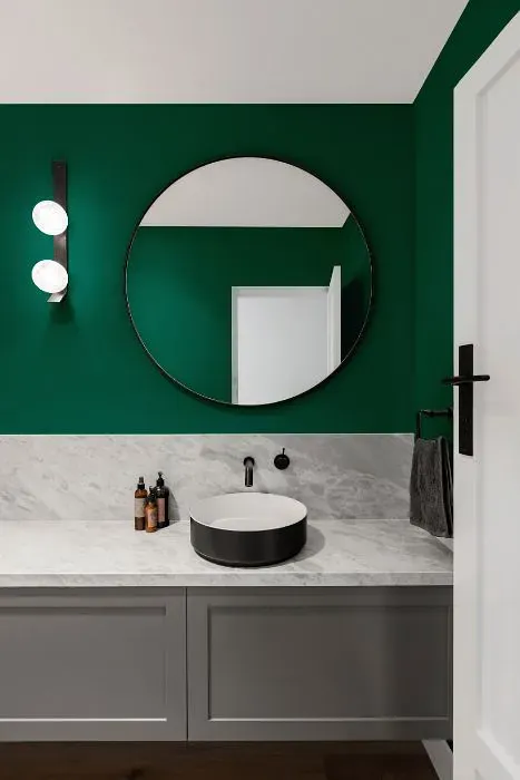 Benjamin Moore Manor Green minimalist bathroom