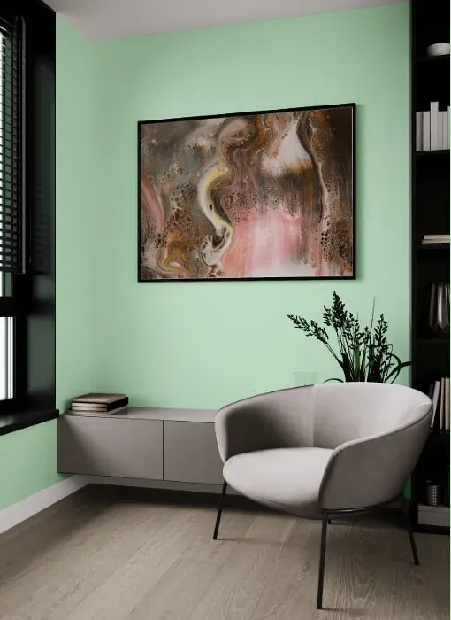 Benjamin Moore Mantis Green living room