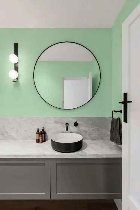 Benjamin Moore Mantis Green minimalist bathroom