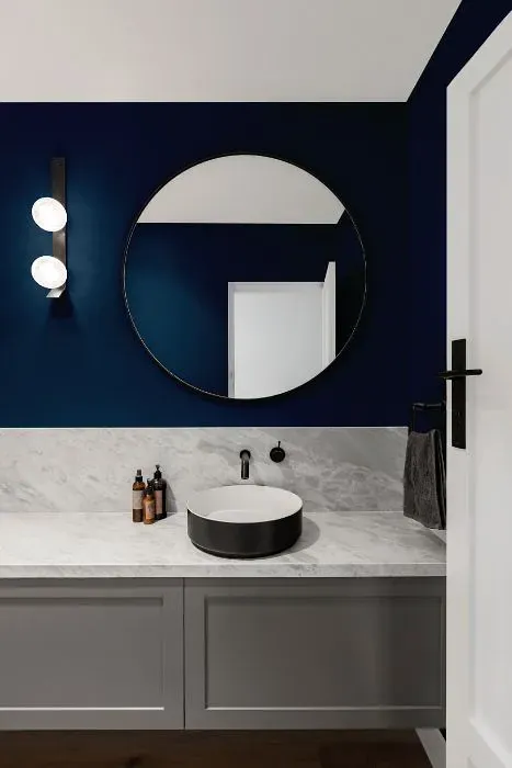 Benjamin Moore Marine Blue minimalist bathroom