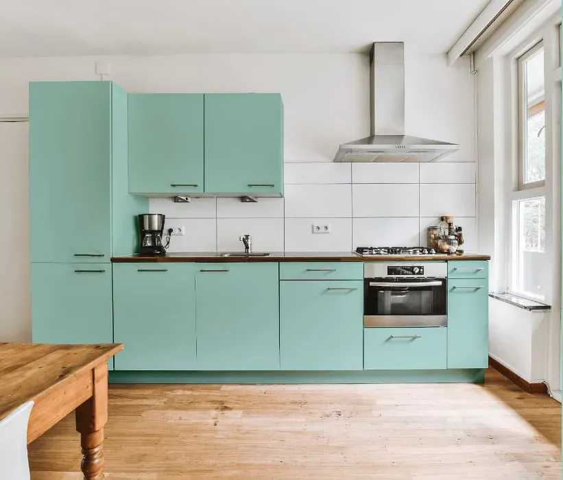 Benjamin Moore Maritime Blue kitchen cabinets