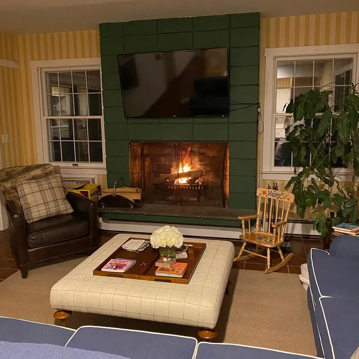 Benjamin Moore Martha's Vineyard living room fireplace color
