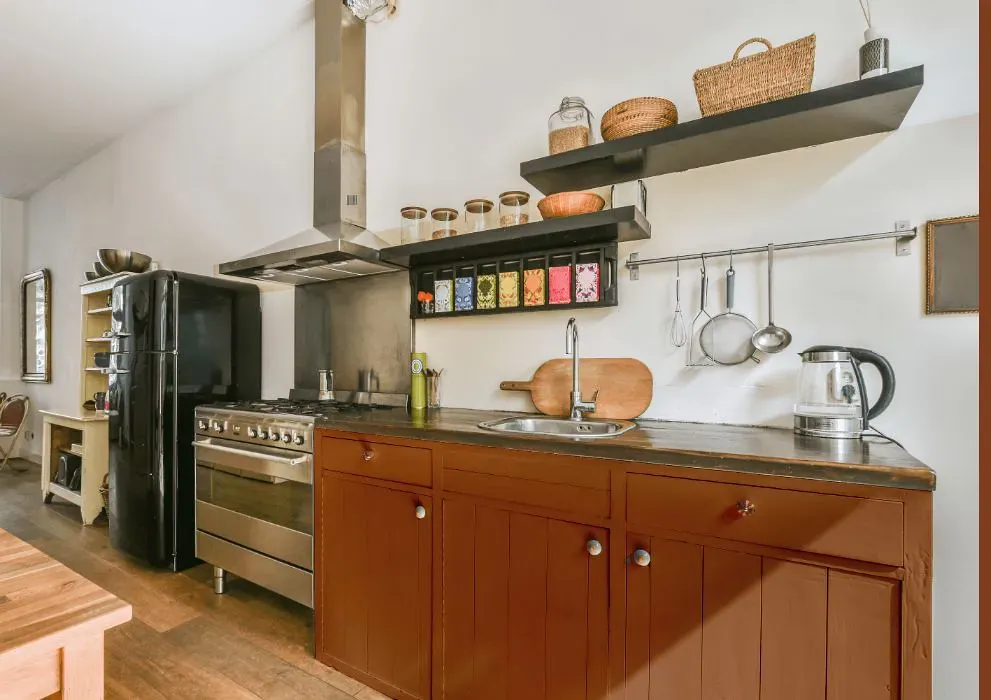 Benjamin Moore Masada kitchen cabinets