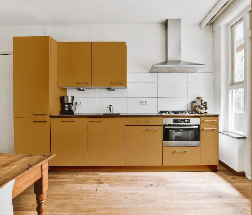 Benjamin Moore Massicot kitchen cabinets