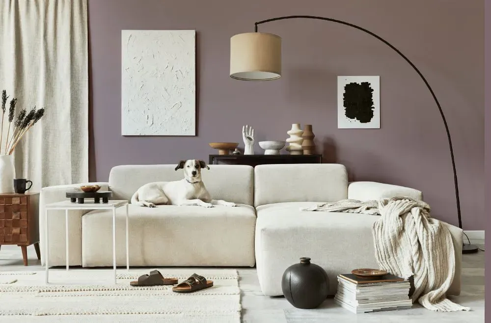 Benjamin Moore Mauve Blush cozy living room