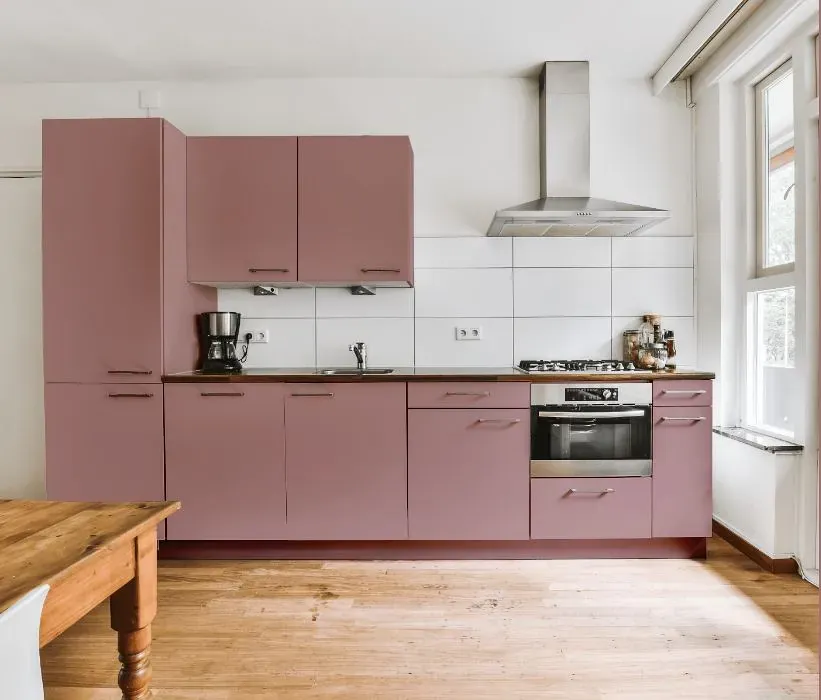 Benjamin Moore Mauve Mist kitchen cabinets