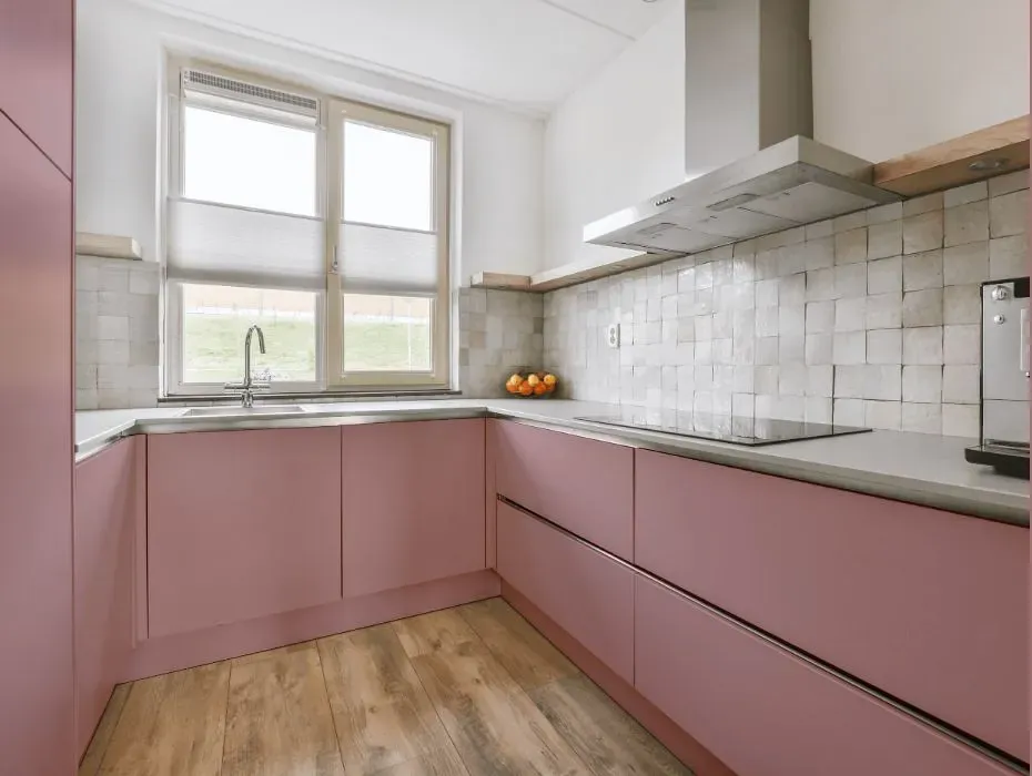 Benjamin Moore Mauve Mist small kitchen cabinets