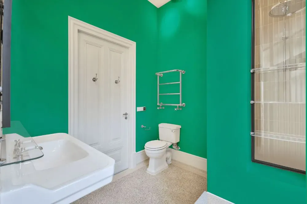 Benjamin Moore Mayan Green bathroom