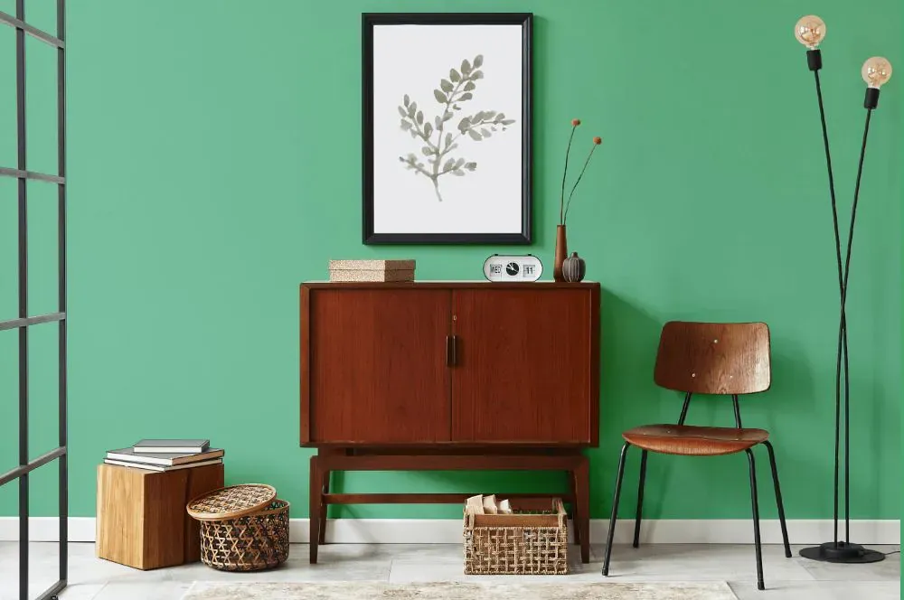 Benjamin Moore Meadowlands Green japandi interior