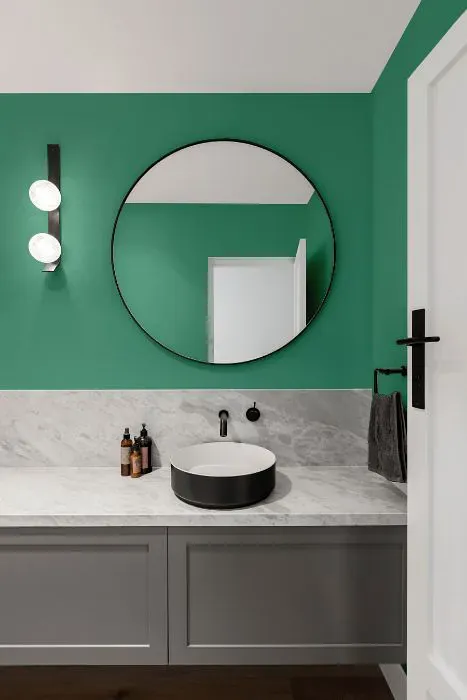 Benjamin Moore Medici Malachite minimalist bathroom
