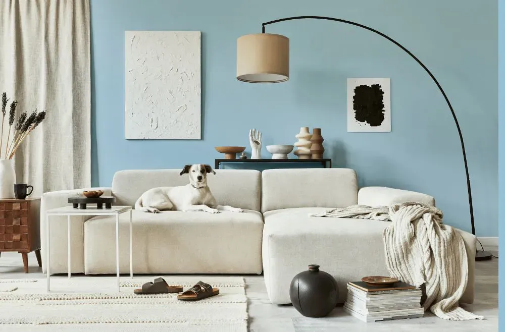 Benjamin Moore Mediterranean Breeze cozy living room