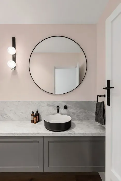 Benjamin Moore Mellow Pink minimalist bathroom