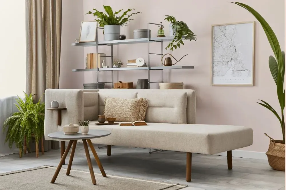 Benjamin Moore Mellow Pink living room