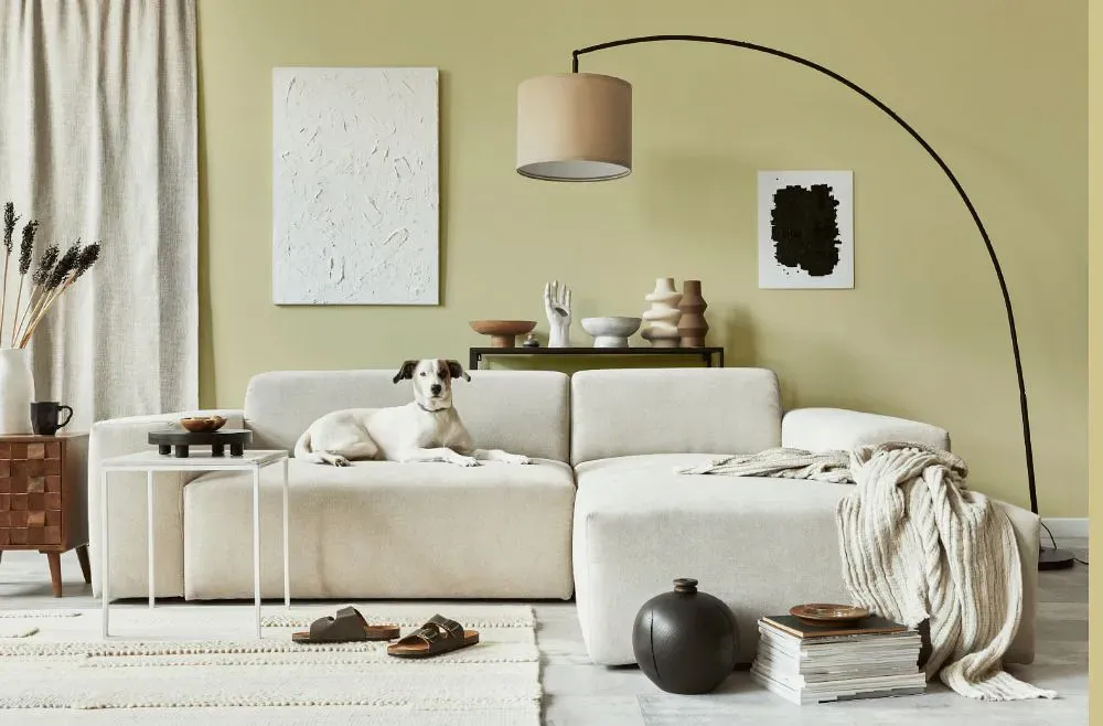 Benjamin Moore Mellowed Ivory cozy living room