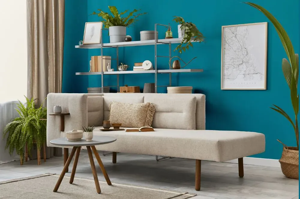 Benjamin Moore Meridian Blue living room