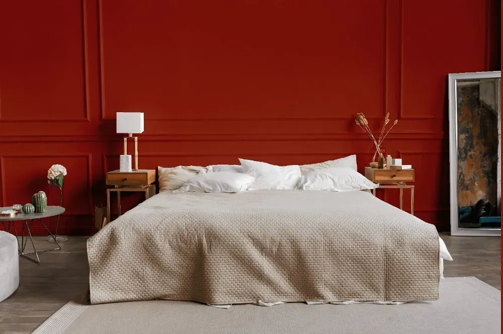 Benjamin Moore Merlot Red bedroom
