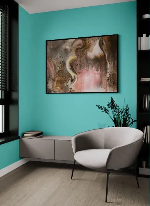 Benjamin Moore Mexicali Turquoise living room