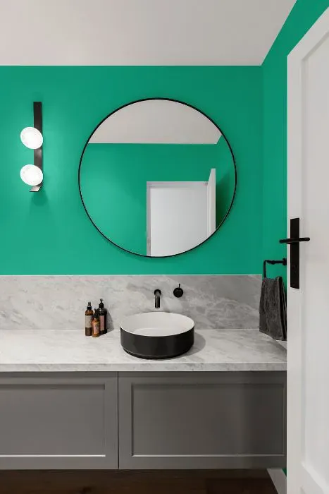 Benjamin Moore Miami Green minimalist bathroom